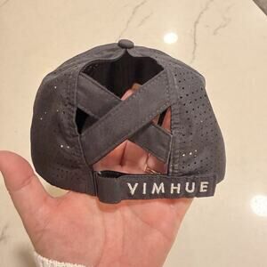 Vimhue Criss Cross Womens Black High Ponytail Hat Cap Size 57 Adjustable Running